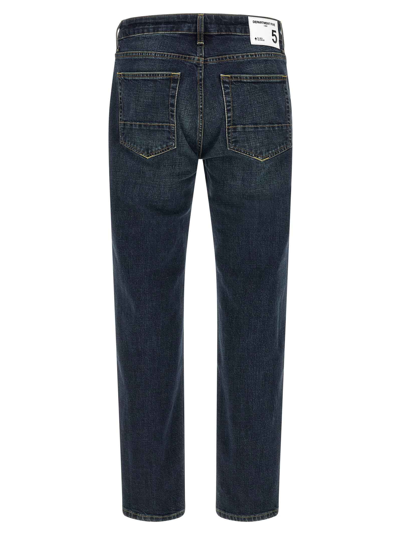 Blue Cotton Straight-Leg Jeans