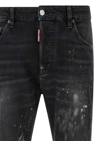 Black Cotton Slim Fit Jeans
