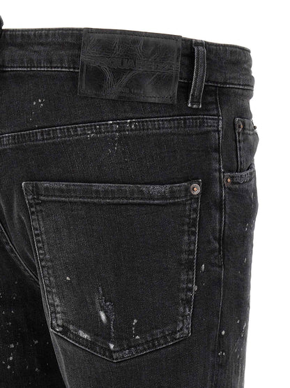 Black Cotton Slim Fit Jeans