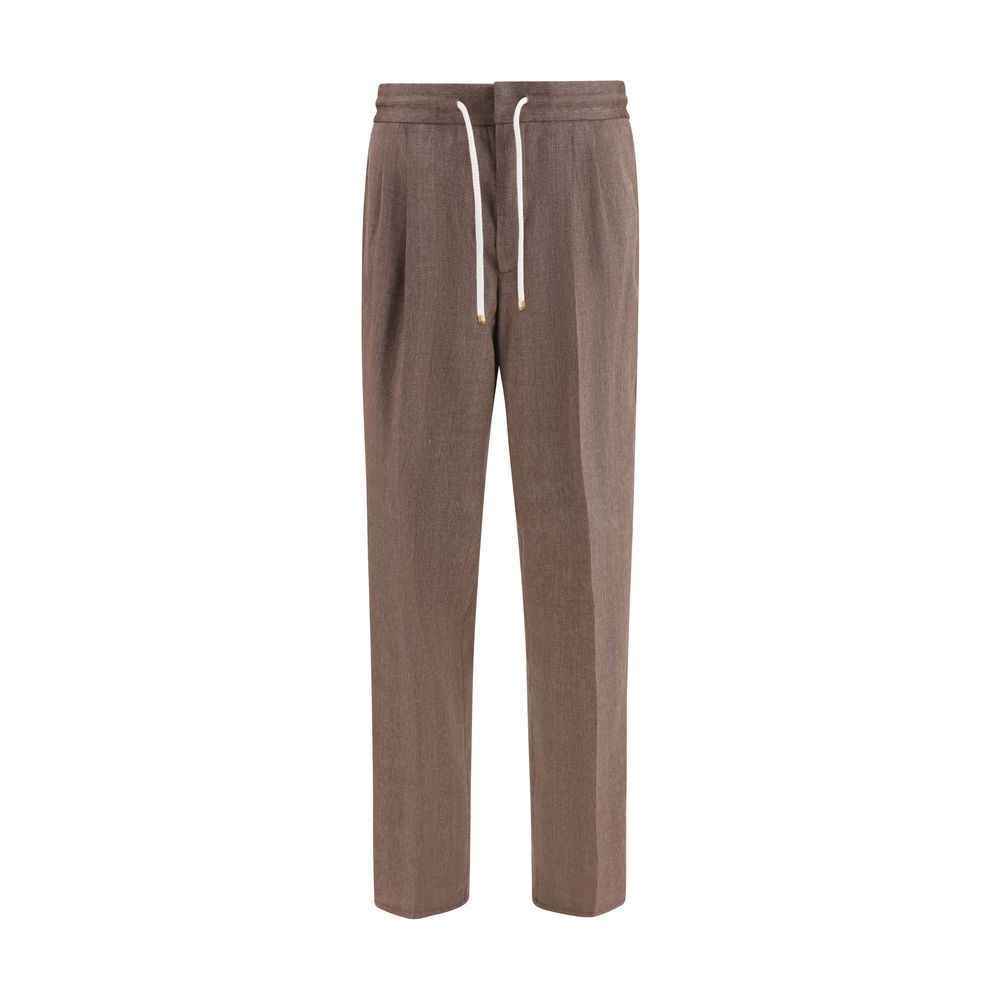 Brown Linen Casual Pants