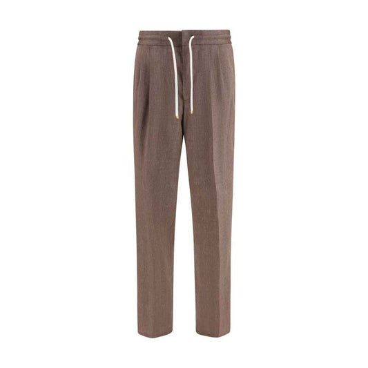 Brown Linen Casual Pants