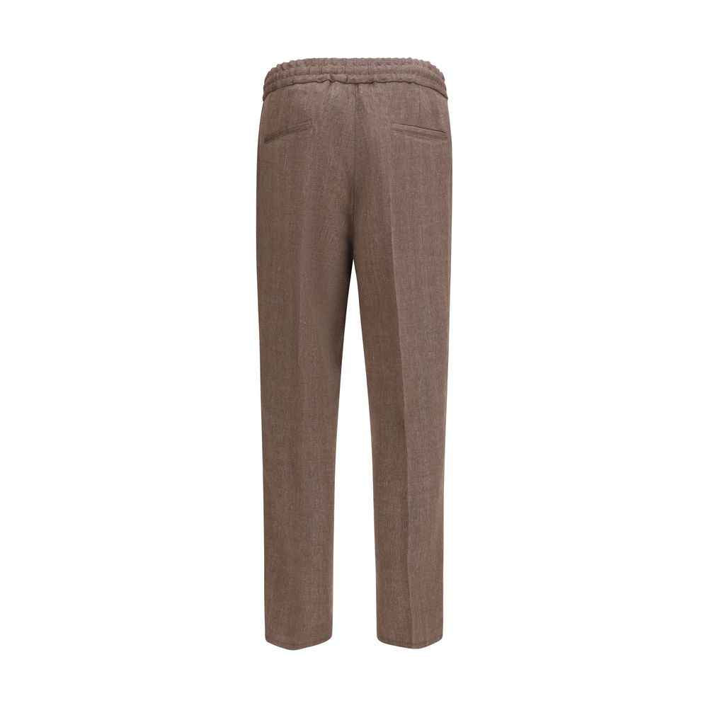 Brown Linen Casual Pants