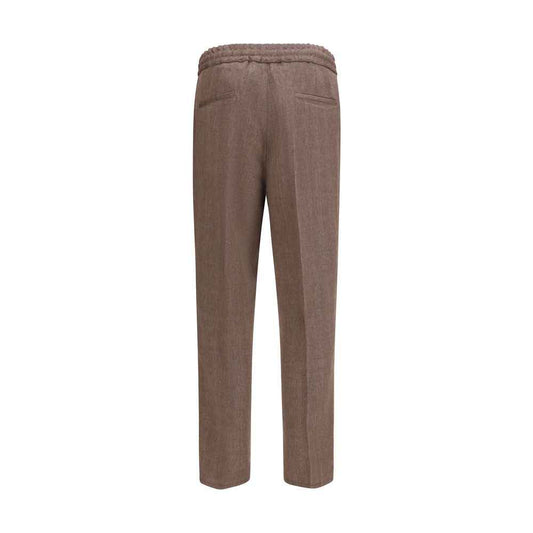 Brown Linen Casual Pants