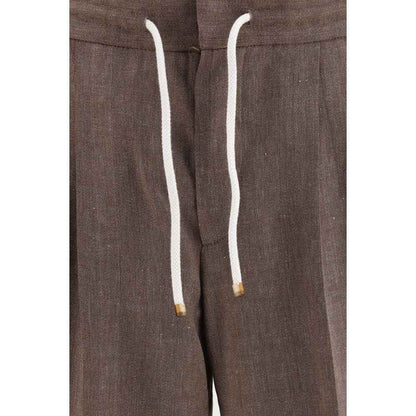 Brown Linen Casual Pants