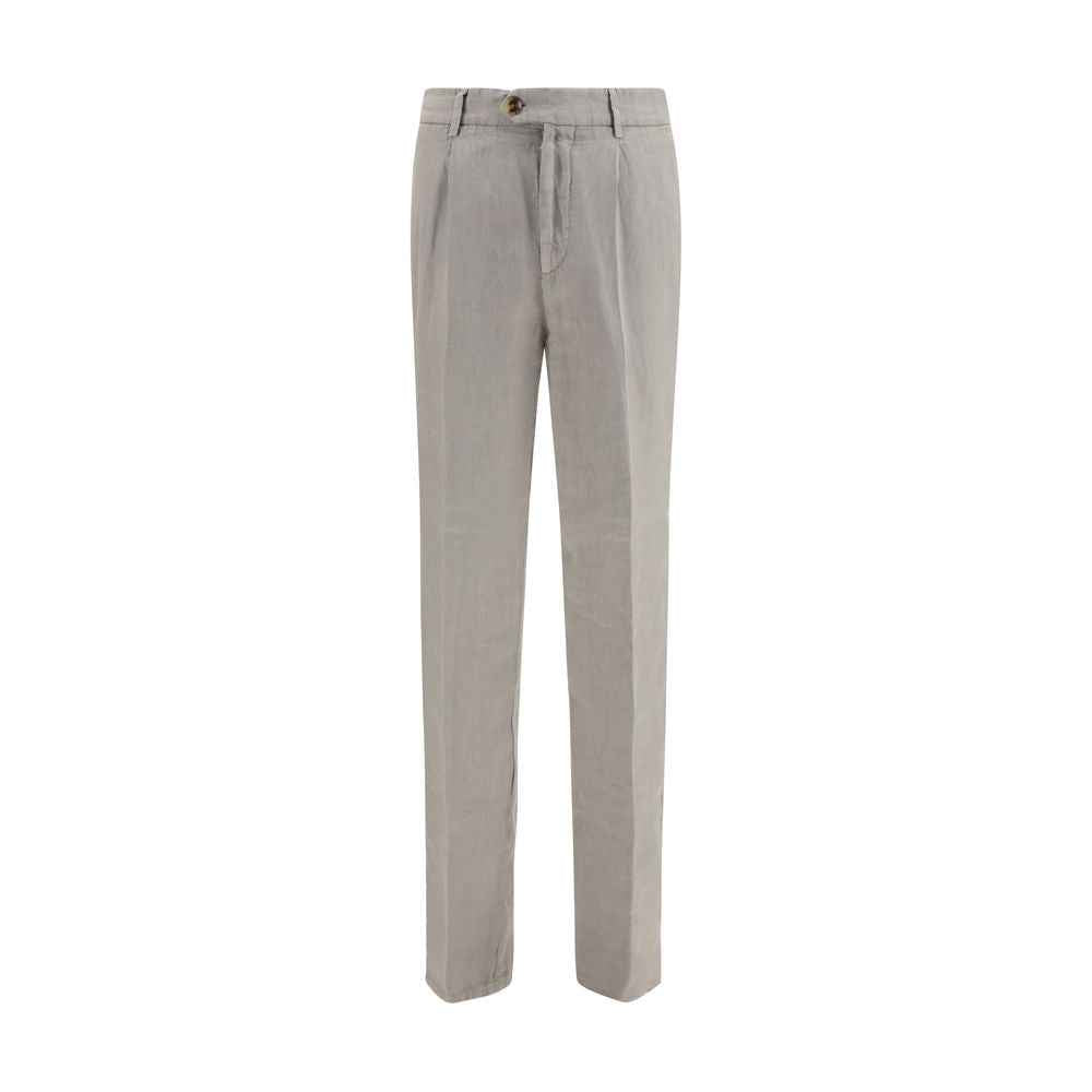 Gray Linen Casual Pants