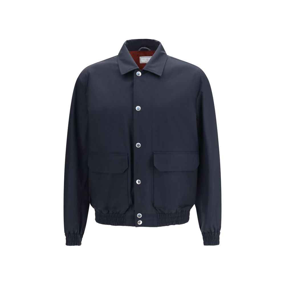 Blue Silk Biker Jacket