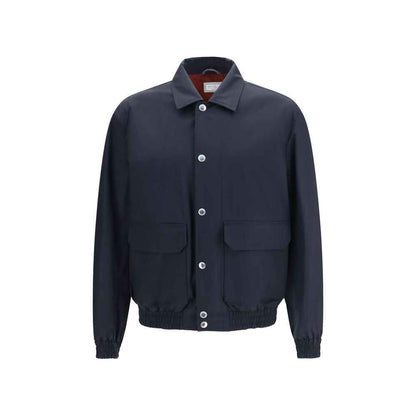 Blue Silk Biker Jacket