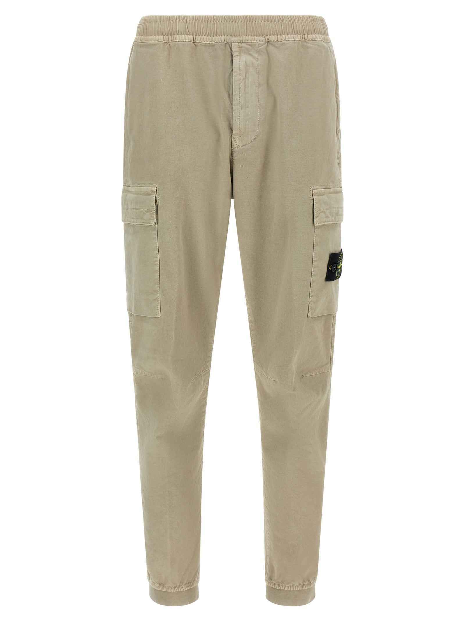 Beige Cotton Cargo Pants