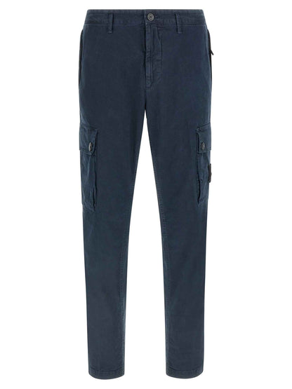 Blue Cotton Cargo Pants