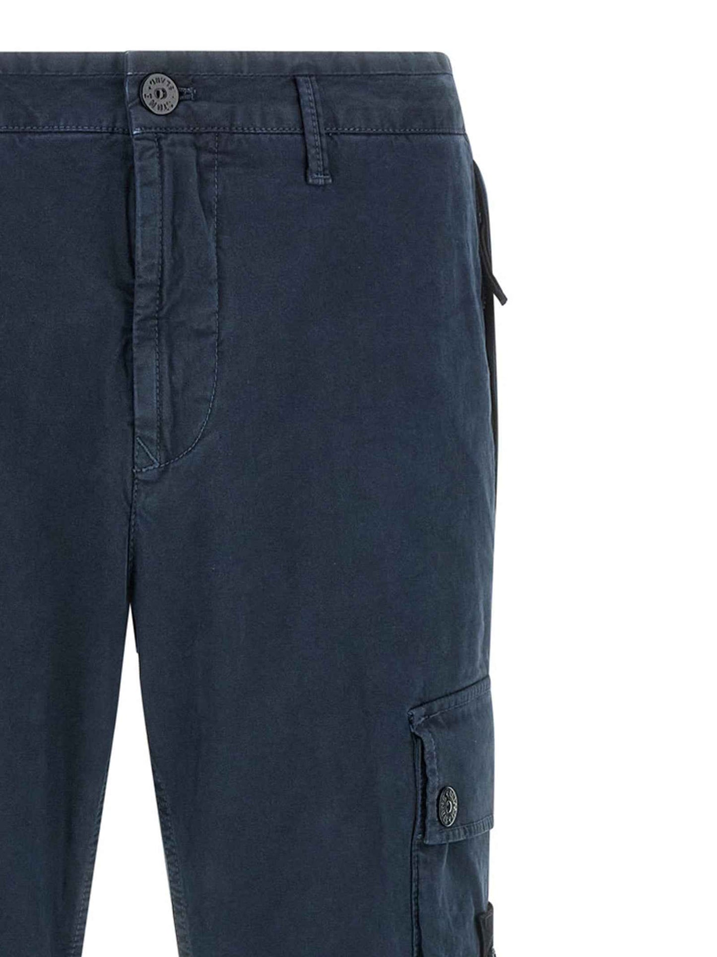 Blue Cotton Cargo Pants