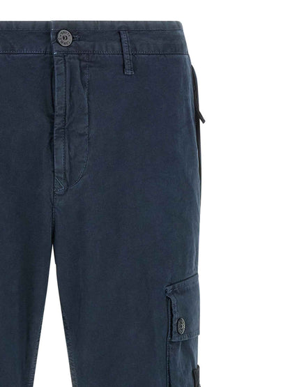 Blue Cotton Cargo Pants