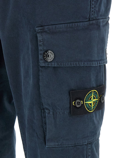 Blue Cotton Cargo Pants