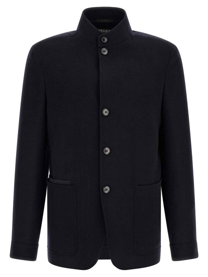 Blue Cashmere Full-Length Jacket