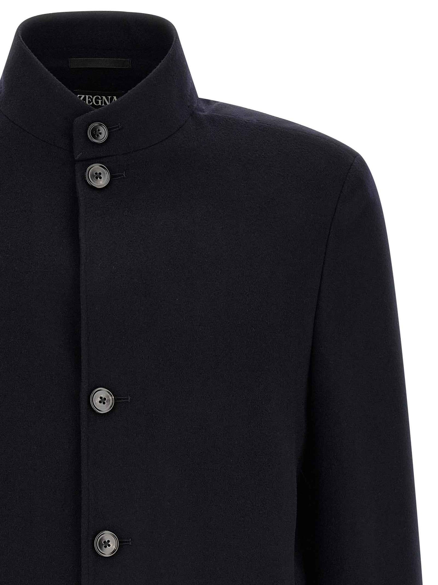 Blue Cashmere Full-Length Jacket