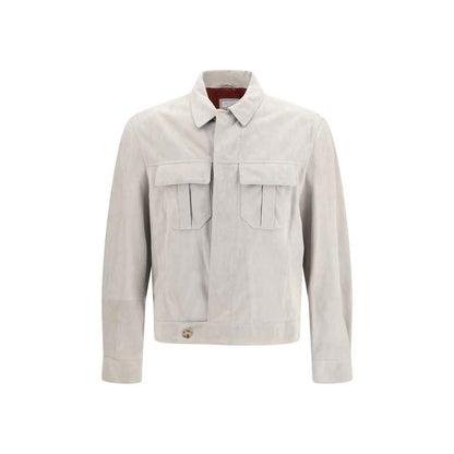 Beige Leather Leather Jacket