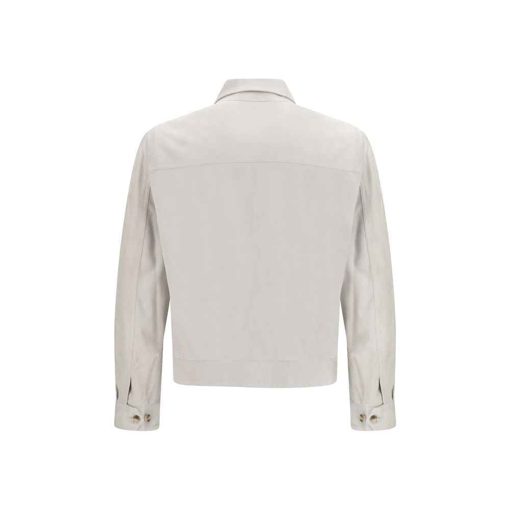 Beige Leather Leather Jacket