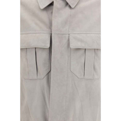 Beige Leather Leather Jacket
