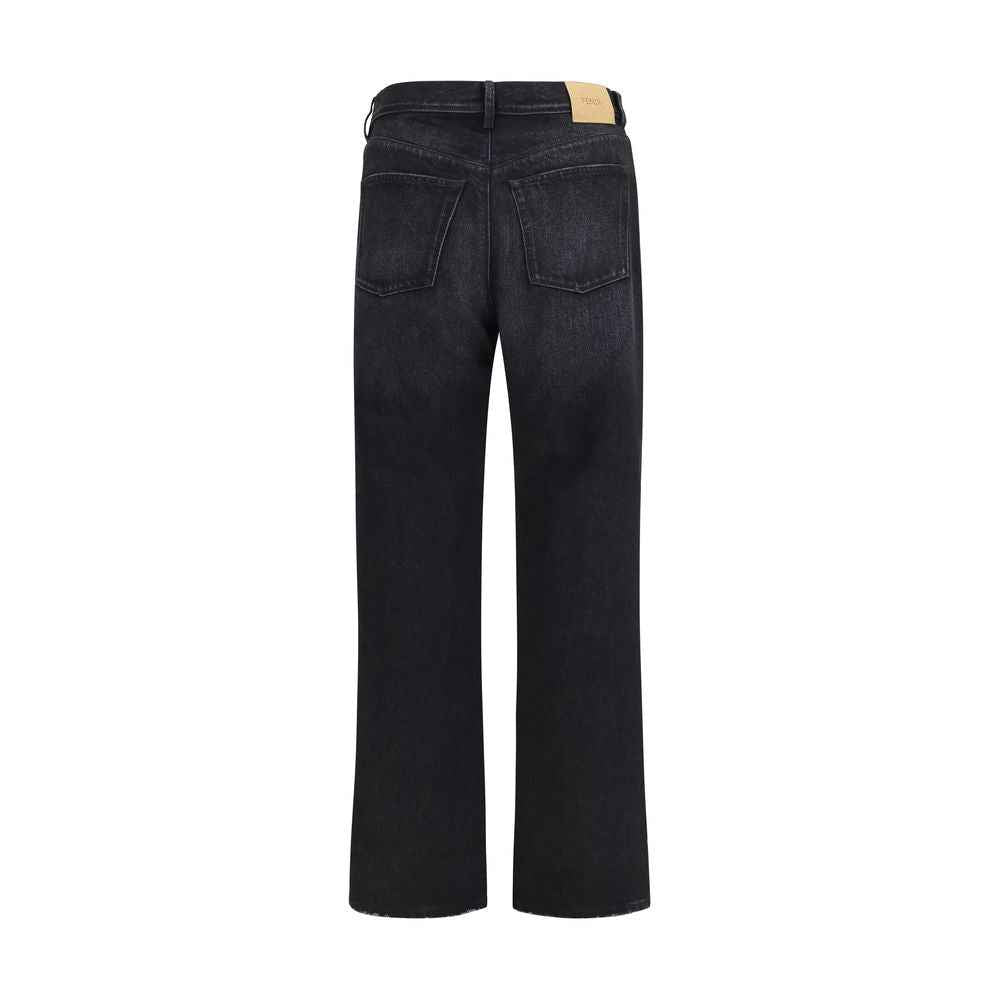 Black Cotton Straight-Leg Jeans
