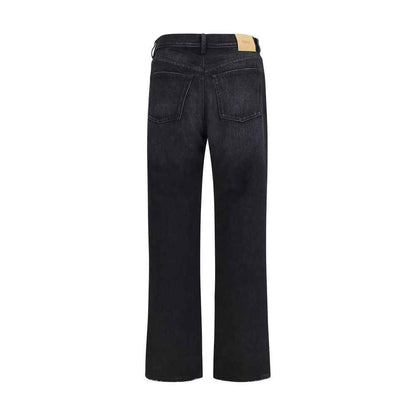 Black Cotton Straight-Leg Jeans