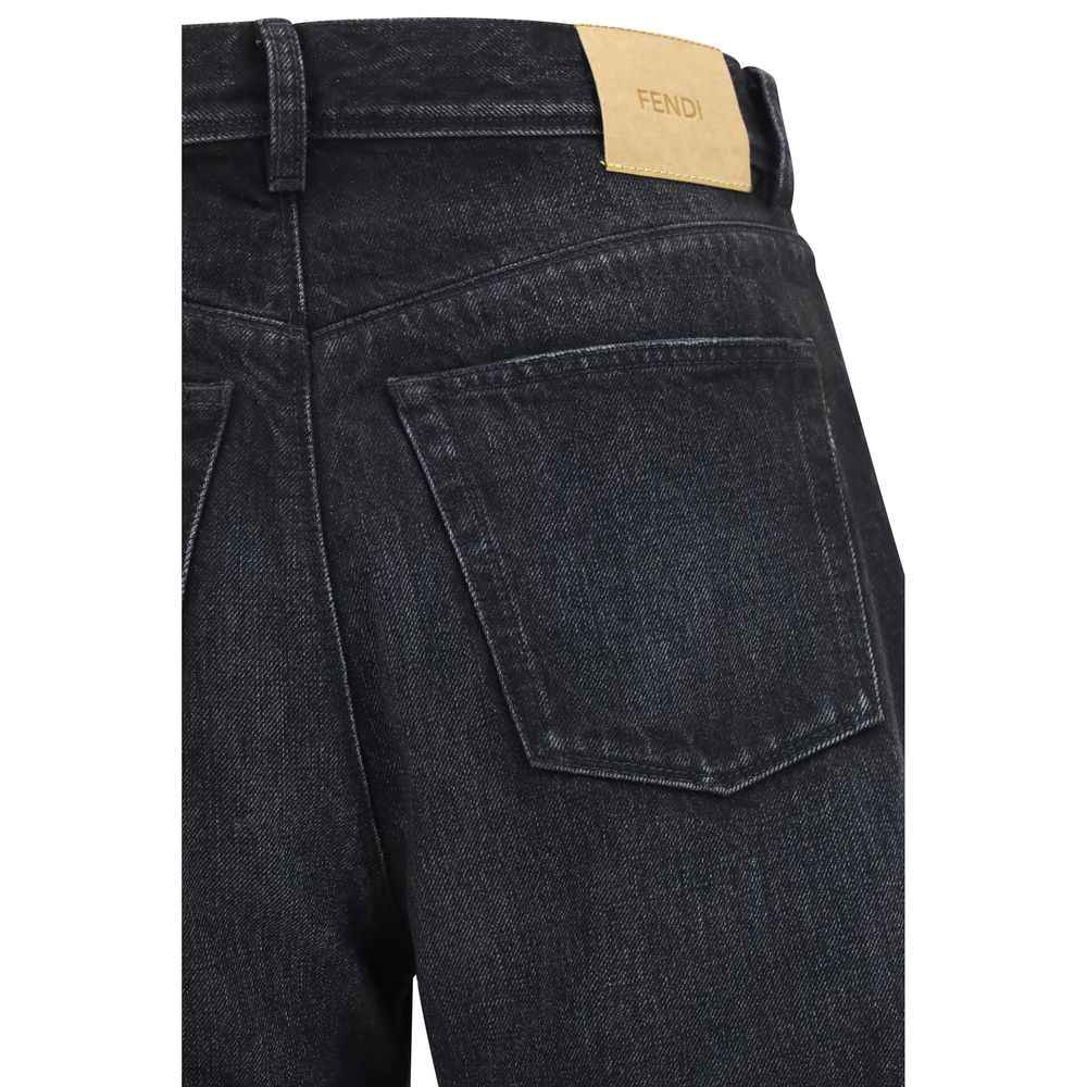 Black Cotton Straight-Leg Jeans