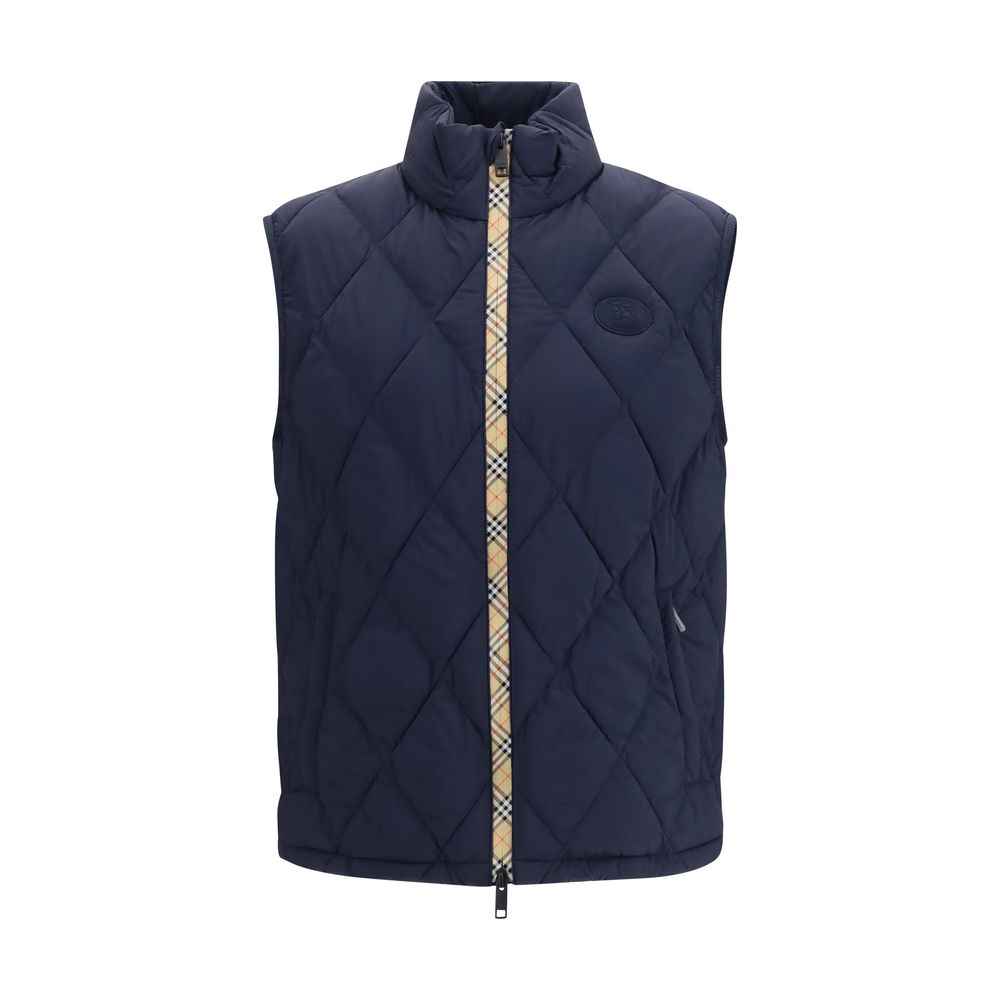 Blue Polyamide Sleeveless Jacket