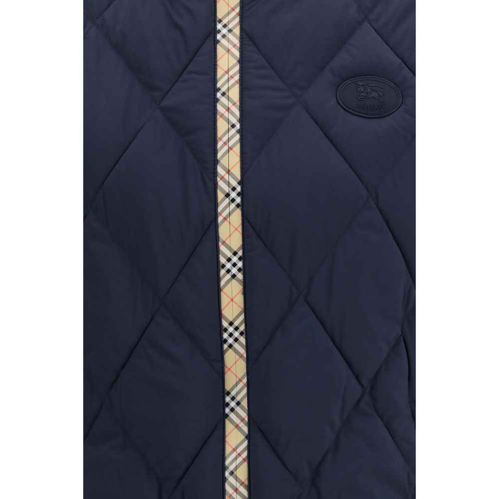 Blue Polyamide Sleeveless Jacket