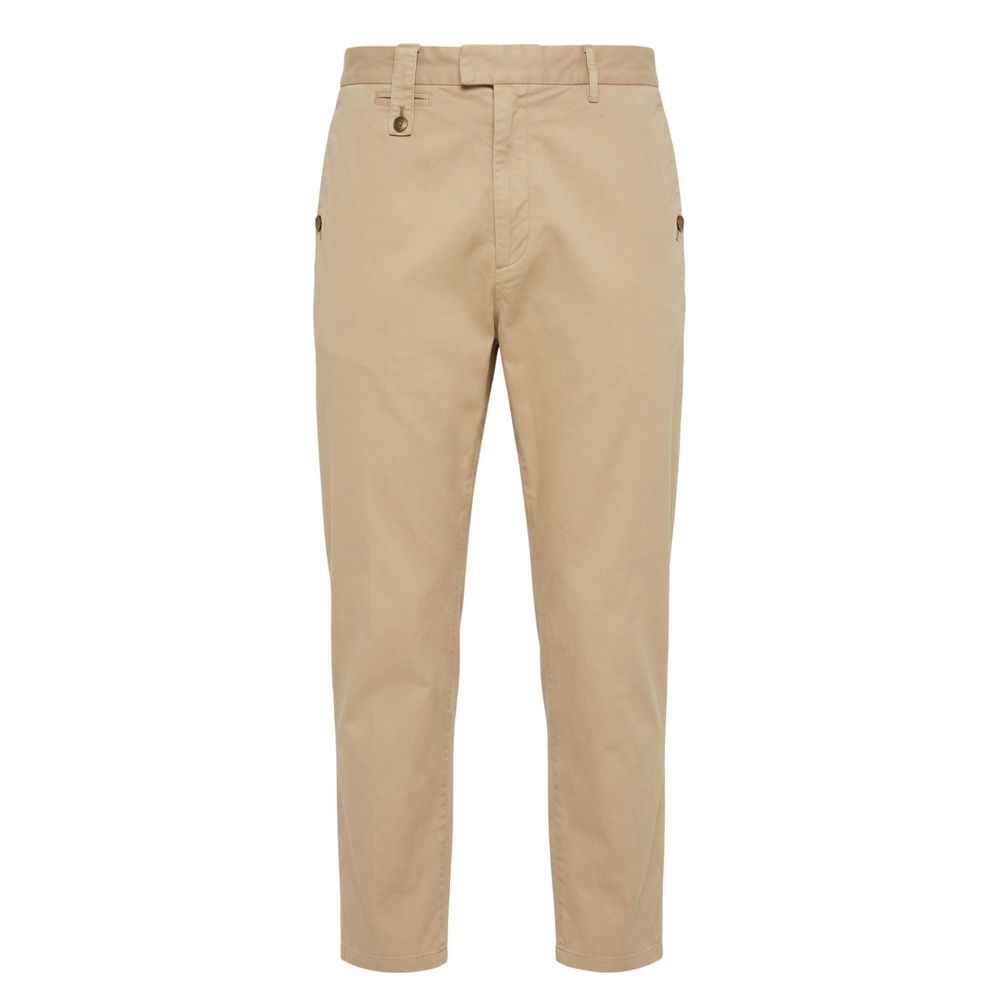 Beige Cotton Men Pants