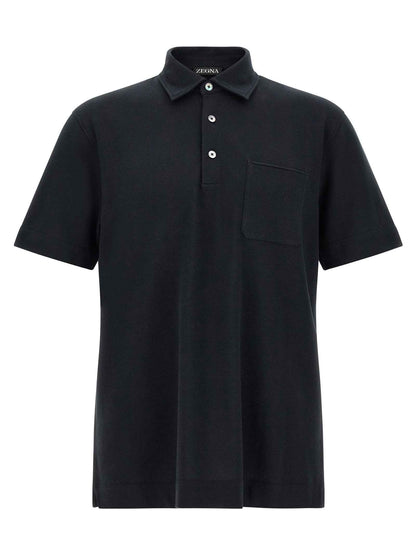 Blue Cotton Polo Shirt