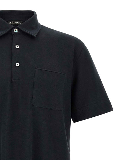 Blue Cotton Polo Shirt