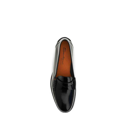 Black Calf Leather Bos Taurus Slip-On Loafers