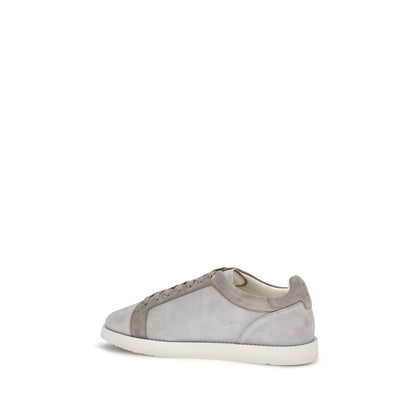 Gray Suede Leather Low Top Sneakers