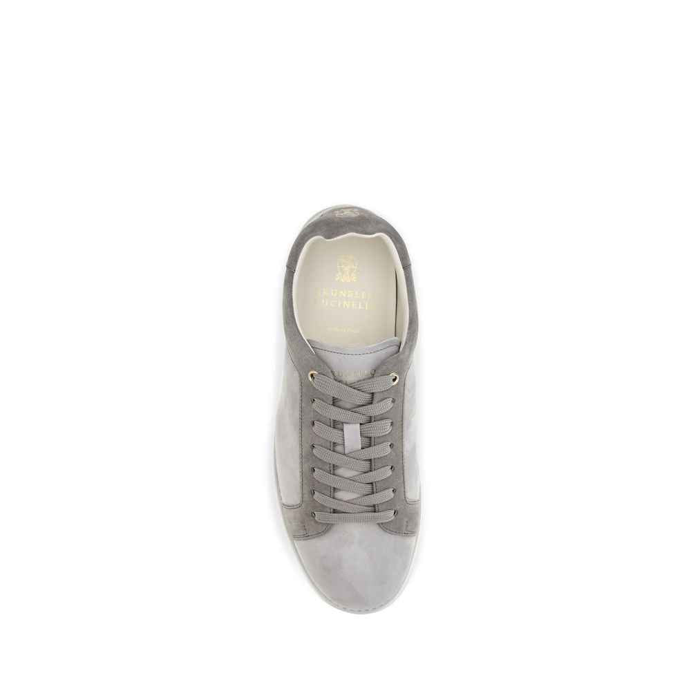 Gray Suede Leather Low Top Sneakers