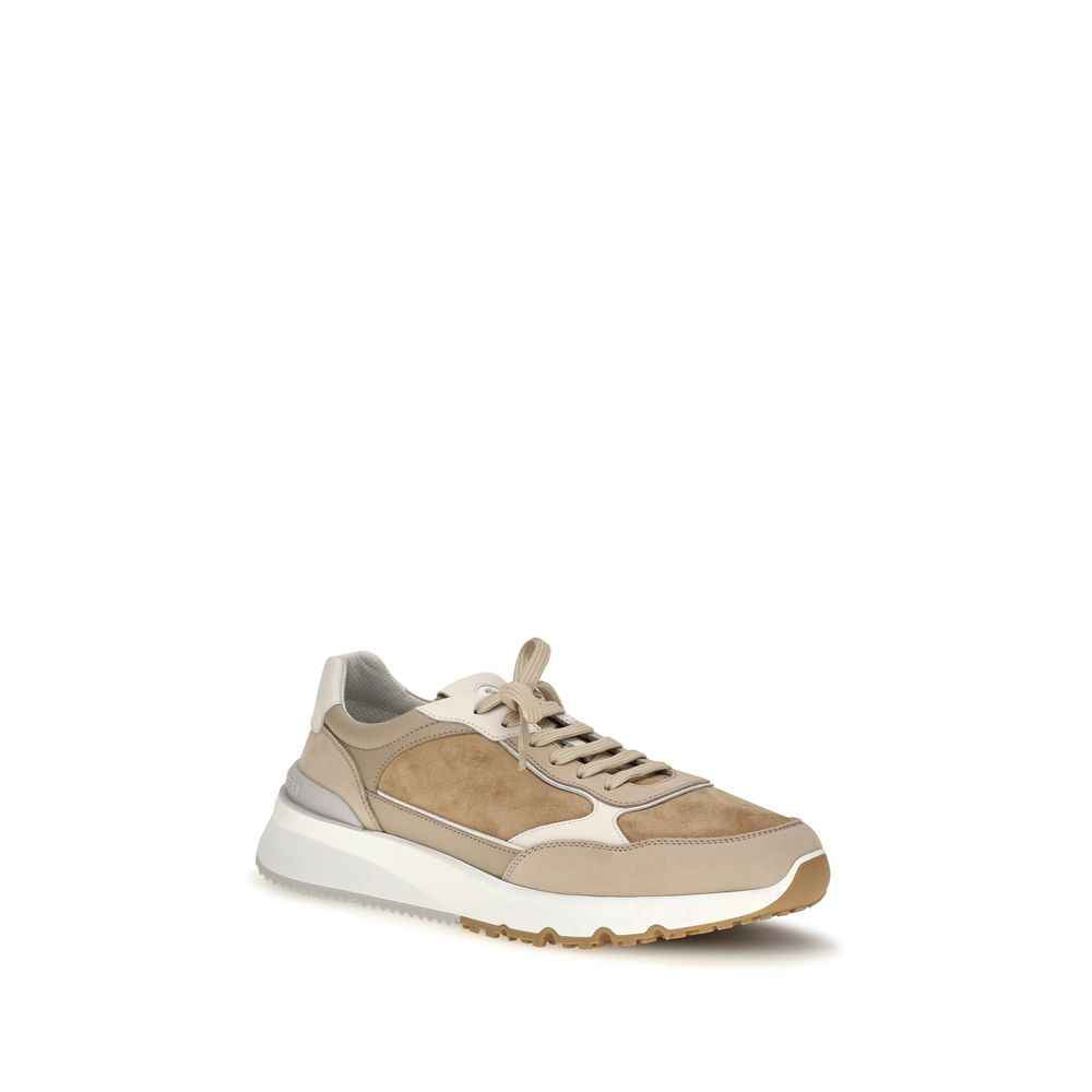 Beige Calf Leather Bos Taurus Low Top Sneakers
