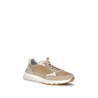 Beige Calf Leather Bos Taurus Low Top Sneakers