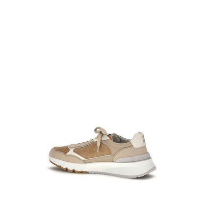 Beige Calf Leather Bos Taurus Low Top Sneakers