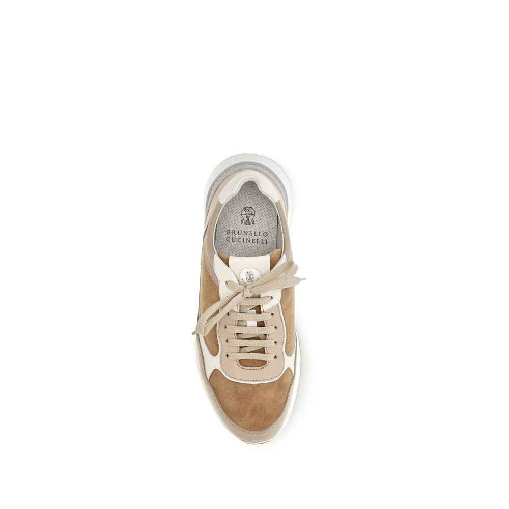 Beige Calf Leather Bos Taurus Low Top Sneakers