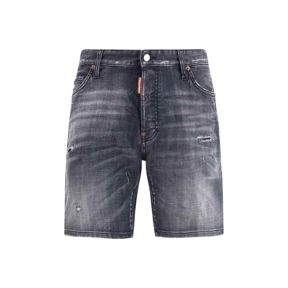 Black Cotton Bermuda Shorts