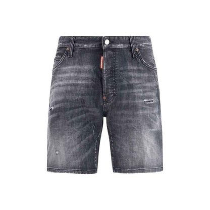 Black Cotton Bermuda Shorts
