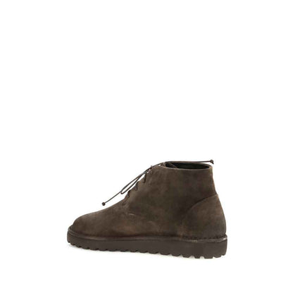 Brown Suede Leather Lace-Up Boots