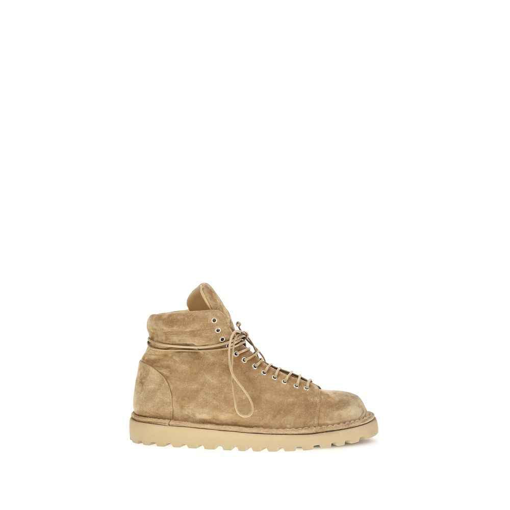 Beige Suede Leather Lace-Up Boots