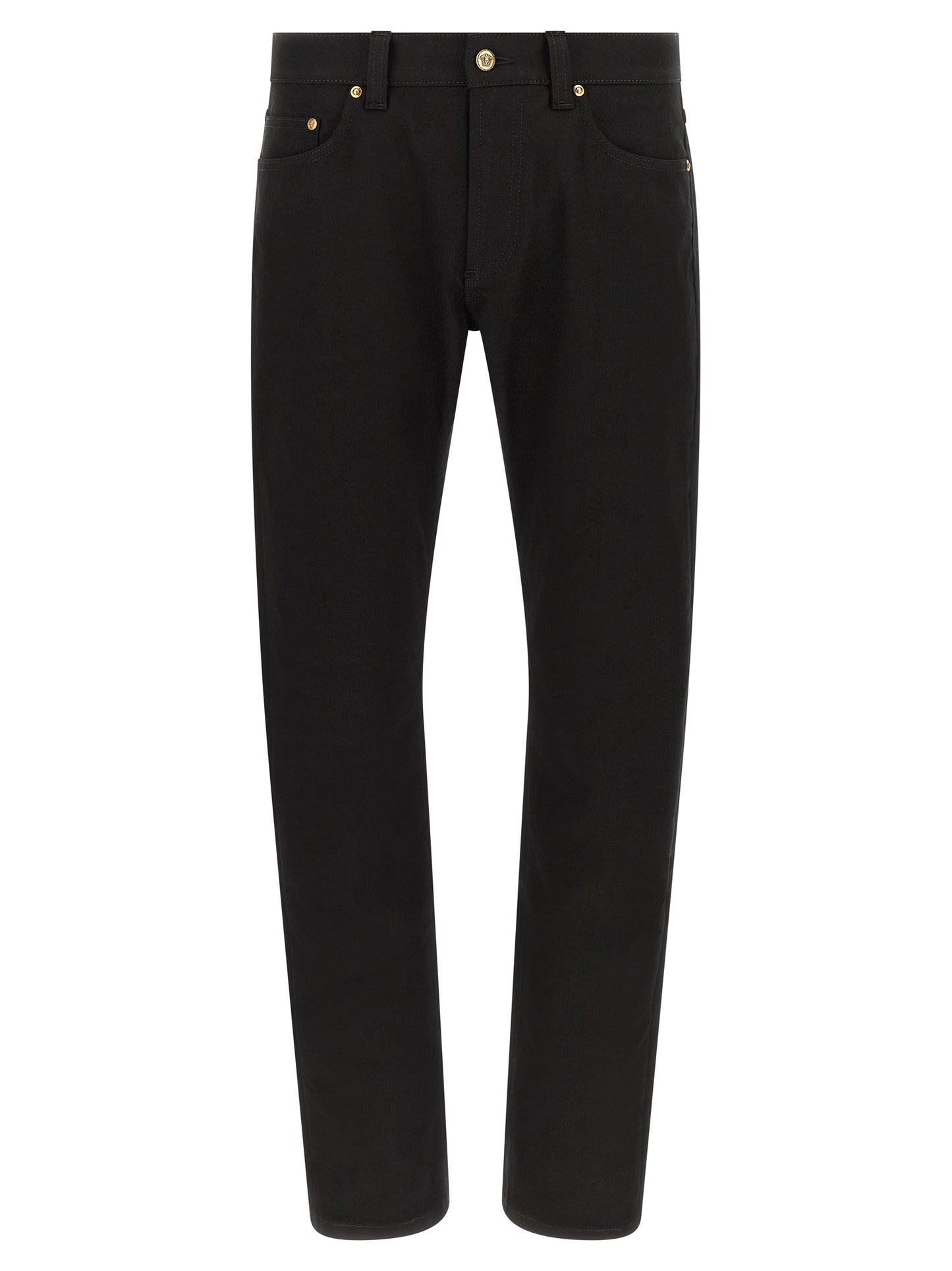 Black Cotton Straight-Leg Jeans
