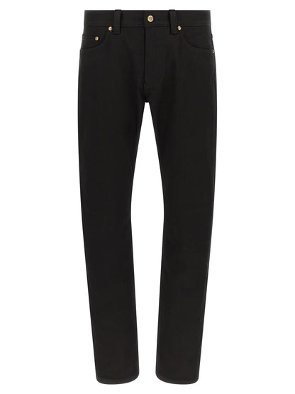 Black Cotton Straight-Leg Jeans