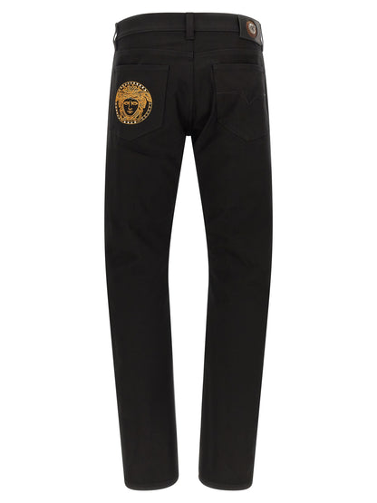 Black Cotton Straight-Leg Jeans