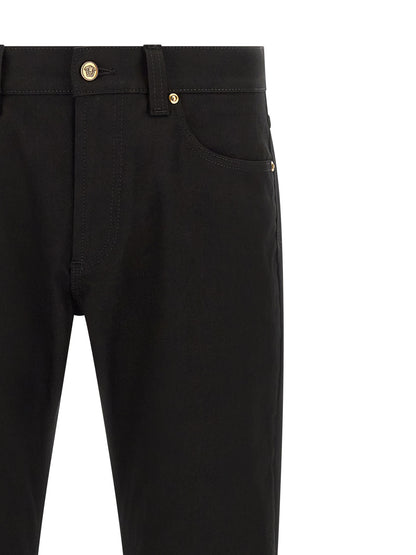 Black Cotton Straight-Leg Jeans