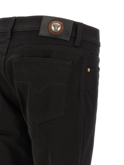 Black Cotton Straight-Leg Jeans