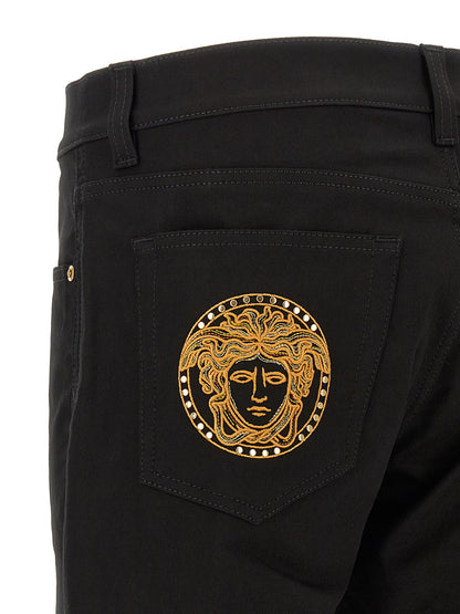 Black Cotton Straight-Leg Jeans