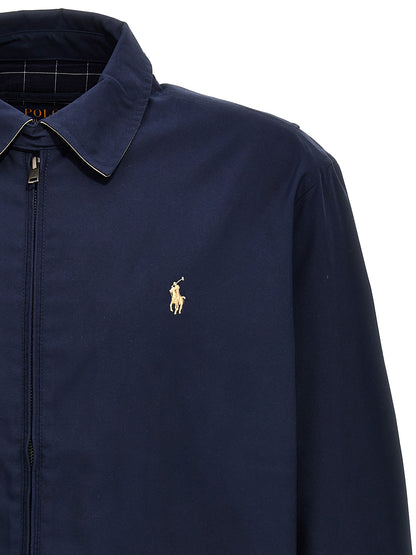 Blue Polyester Full-Length Jacket