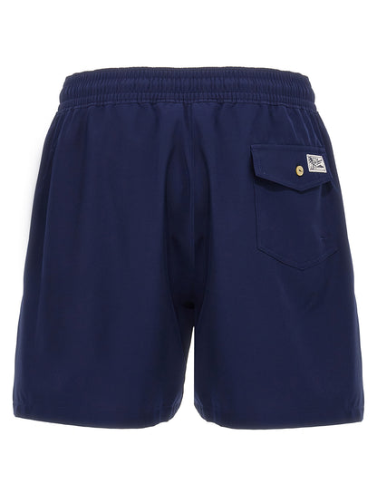 Blue Polyester Bermuda Shorts