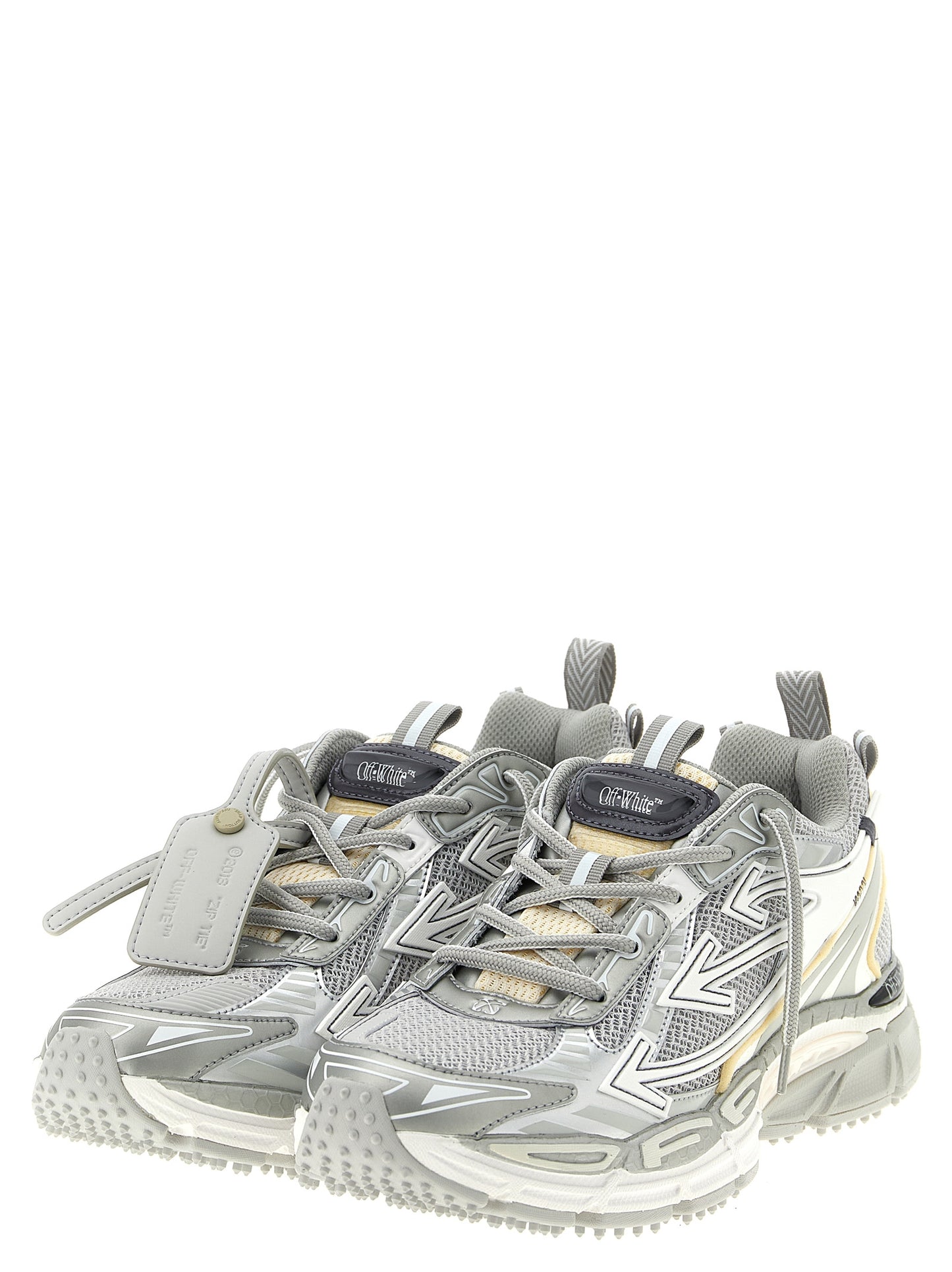 Silver Polyester Athletic Sneakers