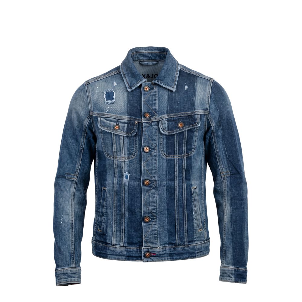 Blue Cotton Men Jacket